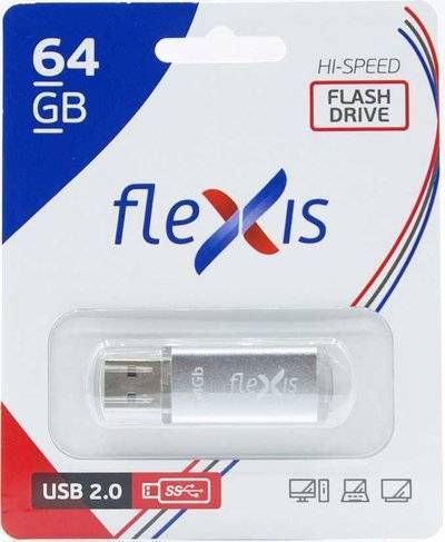 FLEXIS Флешка 64Gb USB 2.0 Flexis , серебристый (FUB20064) RB-108 64GB USB2.0 Silver 