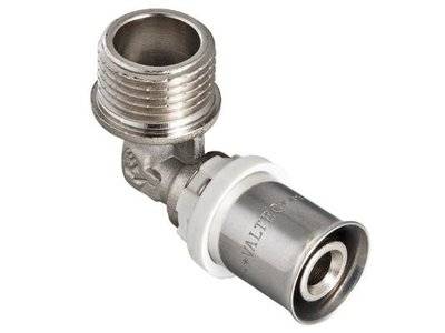 Valtec Пресс-угольник Valtec, наружная резьба, 3/4"х16 мм, никелированная латунь VTm.253.N.001605 