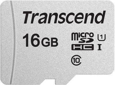 Transcend Карта памяти microSDHC UHS-I U1 Transcend 16 ГБ, 95 МБ/с, Class 10, , 1 шт., переходник SD TS16GUSD300S-A