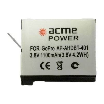 AcmePower Аккумулятор ACMEPOWER , 3.8В, 1100мAч, для экшн-камер GoPro Hero4 AP-AHDBT-401 