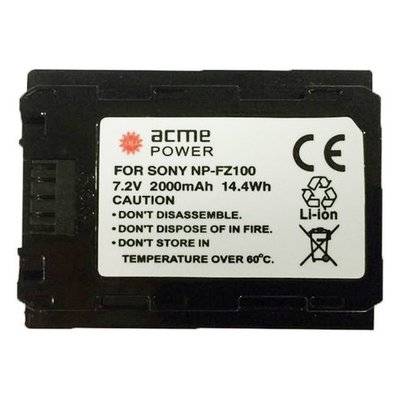 AcmePower Аккумулятор ACMEPOWER , 7.2В, 2000мAч, для компактных камер и видеокамер Sony A7III/A7RIII/A9 AP-NP-FZ100 