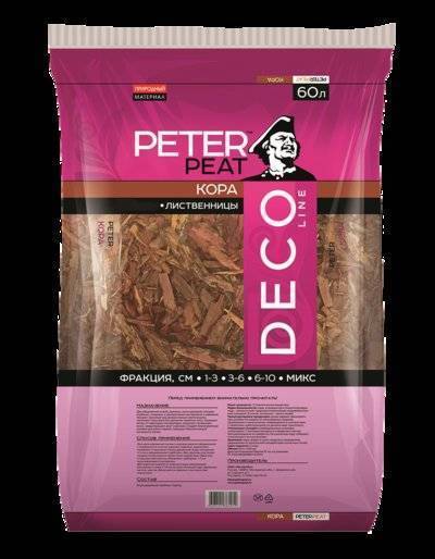 Peter Peat Кора лиственницы PETER PEAT Deco Line фракция 10-30 мм коричневый, 60 л, 7.5 кг 