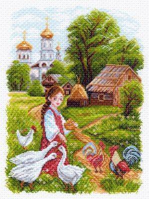 Матренин Посад 1552 На птичьем дворе рисунок на канве (МП) Матренин Посад 