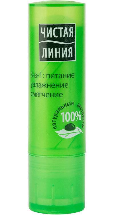 ЧИСТАЯ ЛИНИЯ Бальзам для губ Чистая Линия 3 в 1 питание, смягчение и увлажнение 4 г 