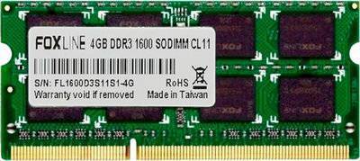 Foxline Оперативная память Foxline (FL1600D3S11S1-4GH) DDR3 1x4Gb 1600MHz FL1600D3S11S1-4GH