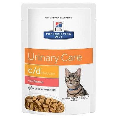 HILL'S Корм для кошек Hill's Prescription Diet Feline C/D при лечении МКБ, лосось пауч 85г 