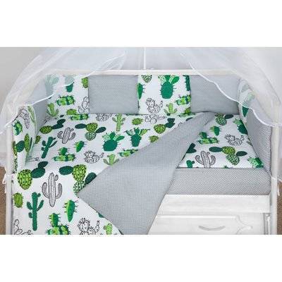 Amarobaby Комплект постельного белья Amarobaby Кактусы, цвет: белый 15 предметов КПБ-4-КАКТУСЫ