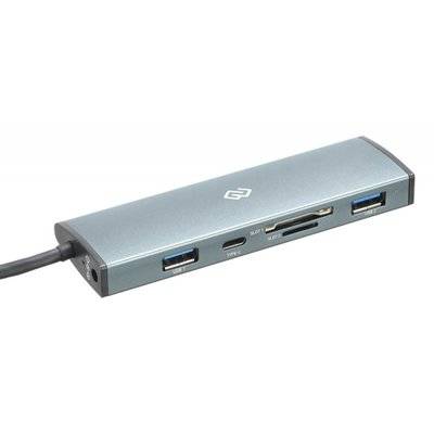 Digma USB-концентратор Digma HUB-2U3.0СCR-UC-G, разъемов: 5 
