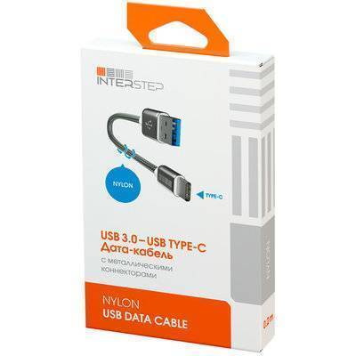 InterStep Кабель USB Type-C InterStep TypeC-USB3.0 0,2м нейлон Black 