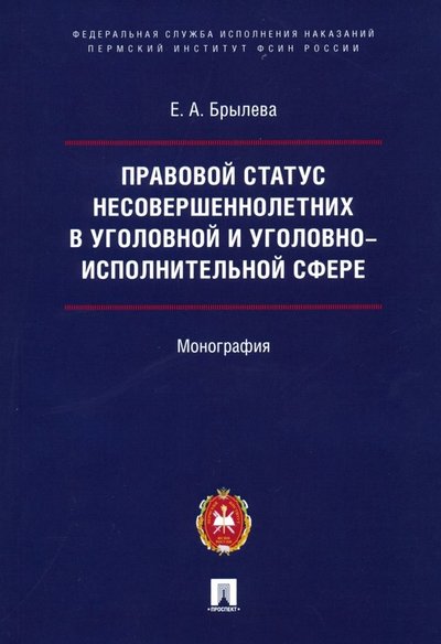 Книга: Проспект Правовой статус несовершеннолетних в уголовной и уголовно-исполнительной сфере. Монография 978-5-392-30600-8