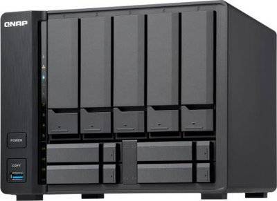 Qnap Сетевой RAID-накопитель QNAP 5 х 3.5"/2.5", 4 х 2.5", 1 порт 10 GbE BASE-T. AMD G-series GX-420MC 2,0 ГГц, 8 ГБ TS-963X-8G 
