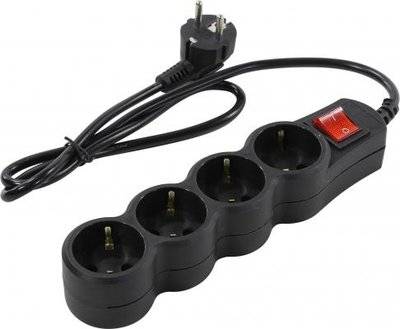 5bites Сетевой фильтр 5bites SP4B-118 4S, 4 розетки, 1.8 м, 10 А, 3х0.75 мм2, с выкл, черный SP4B-118
