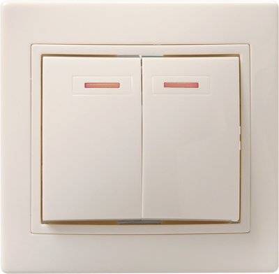 Iek EVK21-K33-10-DM ВС10-2-1-ККм Выключатель 2кл с инд 10А КВАРТА (кремовый) Упаковка (10 шт.) IEK EVK21-K33-10-DM
