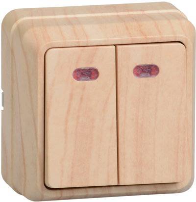 Iek EVO21-K03-10-DC ВС20-2-1-ОС Выключатель 2кл с инд. 10А ОКТАВА (сосна) Упаковка (36 шт.) IEK EVO21-K03-10-DC