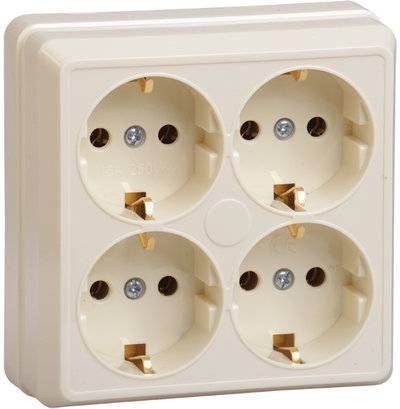 Iek ERO41-K33-16-DC РС24-3-ОК Розетка 4местн. с з/к 16А откр.уст. ОКТАВА (кремовый) Упаковка (16 шт.) IEK ERO41-K33-16-DC