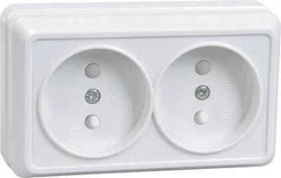 Iek ERO23-K01-10-DC РСш22-2-ОБ Розетка 2местн. без з/к с защ.штор.10А откр.уст. ОКТАВА (белый) Упаковка (24 шт.) IEK ERO23-K01-10-DC