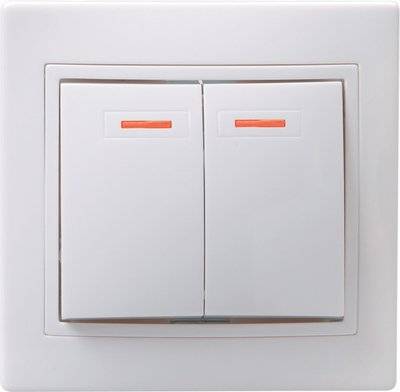 Iek EVK21-K01-10-DM ВС10-2-1-КБ Выключатель 2кл с инд 10А КВАРТА (белый) Упаковка (10 шт.) IEK EVK21-K01-10-DM
