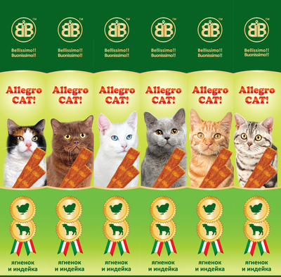 B&B Allegro Колбаски B&B Allegro Cat! для кошек (6 шт Курица и печень) 