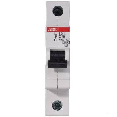 Abb S200 2CDS251001R0404 Автоматический выключатель однополюсный 40А (6 кА, C) ABB S201 1п C 40А 6кА 2CDS251001R0404