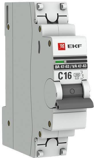 Ekf mcb4763-1-1.6C-pro Автоматический выключатель 1P 1,6А (C) 4,5kA ВА 47-63 PROxima EKF mcb4763-1-1.6C-pro