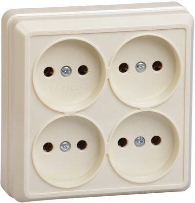 Iek ERO30-K33-10-DC РС23-2-ОК Розетка 3местн. без з/к 10А откр.уст. ОКТАВА (кремовый) Упаковка (24 шт.) IEK ERO30-K33-10-DC