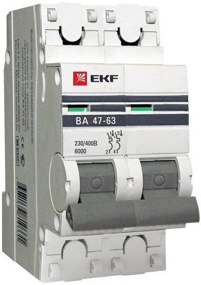 Ekf mcb4763-6-2-20C-pro Автоматический выключатель 2P 20А (C) 6кА ВА 47-63 PROxima EKF mcb4763-6-2-20C-pro