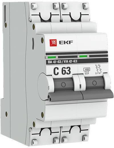 Ekf mcb4763-2-25C-pro Автоматический выключатель 2P 25А (C) 4,5kA ВА 47-63 PROxima EKF PROxima 25А С ВА47-63 4.5кА mcb4763-2-25C-pro