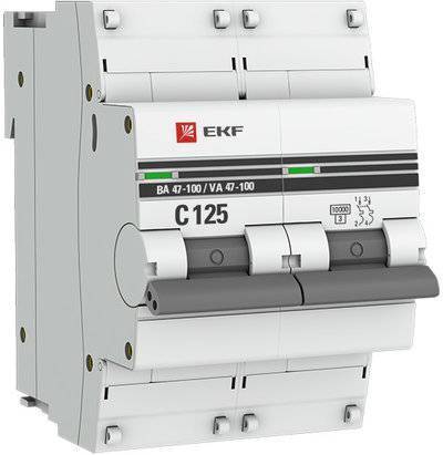 Ekf mcb47100-2-125C-pro Автоматический выключатель 2P 125А (C) 10kA ВА 47-100 PROxima EKF mcb47100-2-125C-pro
