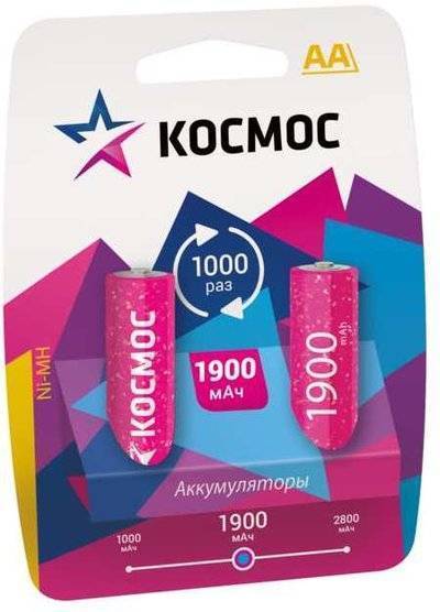Космос Аккумулятор R6 NI-MN 1900мА.ч BP-2 (блист.2шт) KOCR6NIMH(1900MAH) КОСМОС KOCR6NIMH(1900MAH)