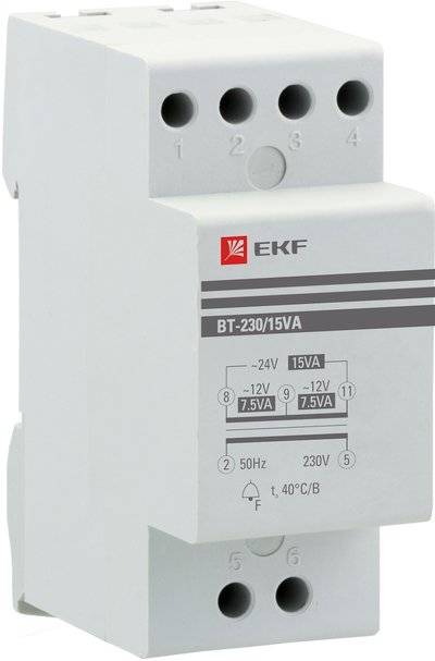 Ekf bt-230/15va Трансформатор звонковый модульный BT-230В/12-12В 15ВА PROxima EKF PROxima BT-230В bt-230/15va
