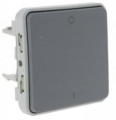 Legrand Plexo 069530 Выключатель одноклавишный двухполюсный (10 А, IP55, под рамку, скрытая установка, серый) Legrand 069530