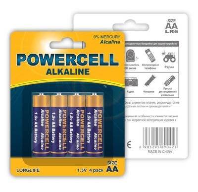 Powercell LR6-4BPC Батарейка AA LR6 1.5В (4 шт.) Powercell LR6-4BPC