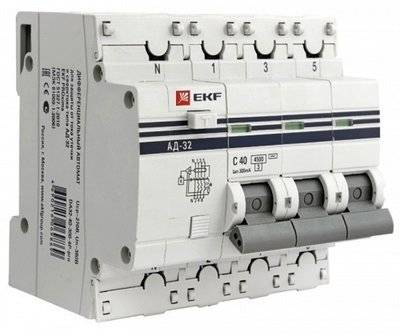 Ekf DA32-25-30-4P-a-pro Дифференциальный автомат АД-32 3P+N 25А/30мА (тип А) PROxima EKF DA32-25-30-4P-a-pro
