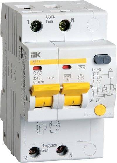 Iek АД-12 MAD10-2-025-C-010 Автоматический выключатель дифференциального тока двухполюсный 25А (тип AC, 4.5 кА) IEK MAD10-2-025-C-010