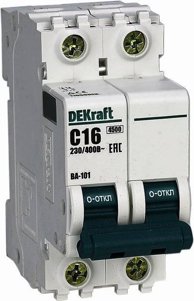 Dekraft ВА-101 11205DEK Автоматический выключатель двухполюсный 4А (4.5 кА, B) Упаковка (6 шт.) DEKraft 11205DEK