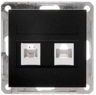 Schneider electric W59 RSI-251TK5E-6-86 Розетка комбинированная (RJ45+RJ11, под рамку, скрытая установка, черный бархат) Упаковка (10 шт.) Schneider Electric RSI-251TK5E-6-86