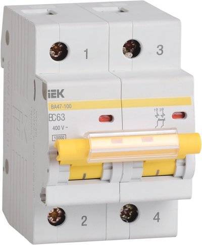 Iek ВА47-100 MVA40-2-016-C Автоматический выключатель двухполюсный 16А (10 кА, C) IEK ВА 47-100 MVA40-2-016-C