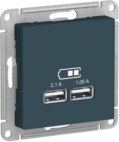 Schneider electric AtlasDesign ATN000833 Розетка USB (2xUSB, под рамку, скрытая установка, изумруд) Schneider Electric ATN000833