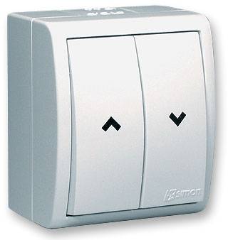 Simon 15 Aqua 1594332-030 Выключатель жалюзи (10 А, IP54, с блокировкой, в сборе, открытая установка, белый) Упаковка (10 шт.) Simon 1594332-030