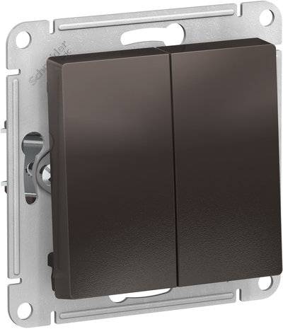 Schneider electric AtlasDesign ATN000651 Выключатель двухклавишный (10 А, под рамку, скрытая установка, мокко) Schneider Electric ATN000651 AtlasDesign ATN000651