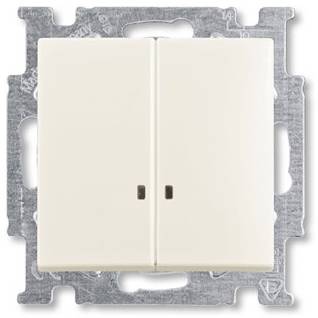 Abb Basic55 2CKA001012A2188 Выключатель двухклавишный (10 А, подсветка, под рамку, скрытая установка, chalet-белый) ABB 2CKA001012A2188