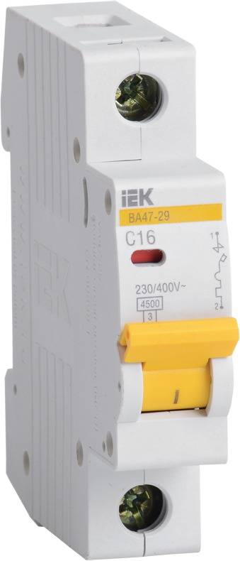 Iek ВА47-29 MVA20-1-005-C Автоматический выключатель однополюсный 5А (4.5 кА, C) IEK ВА47-29 1п, C, 5А, 4.5кА MVA20-1-005-C