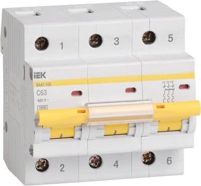 Iek ВА47-100 MVA40-3-063-C Автоматический выключатель трехполюсный 63А (10 кА, C) IEK MVA40-3-063-C