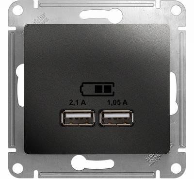 Schneider electric Glossa GSL000733 Розетка USB (2xUSB, под рамку, скрытая установка, антрацит) Schneider Electric GSL000733