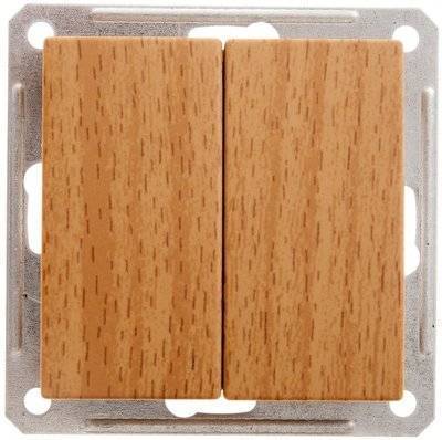 Schneider electric W59 VS516-252-8-86 Выключатель двухклавишный (16 А, под рамку, скрытая установка, бук) Schneider Electric VS516-252-8-86