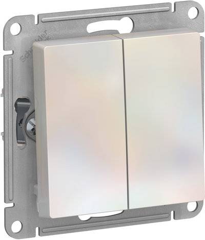 Schneider electric AtlasDesign ATN000465 Переключатель двухклавишный (10 А, под рамку, скрытая установка, жемчуг) Schneider Electric ATN000465 AtlasDesign ATN000465