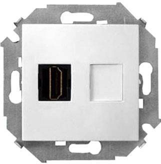 Simon 15 1591407-030 Розетка HDMI (HDMI, тип А, под рамку, скрытая установка, белая) Simon 1591407-030