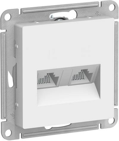 Schneider electric AtlasDesign ATN000185 Розетка компьютерная (2xRJ45, под рамку, скрытая установка, белая) Schneider Electric ATN000185 AtlasDesign ATN000185