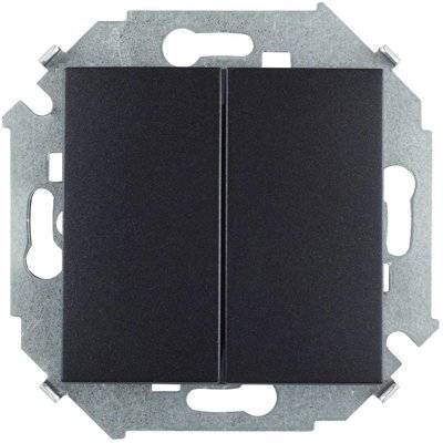 Simon 15 1591397-038 Выключатель двухклавишный проходной (16 А, под рамку, скрытая установка, графит) Упаковка (20 шт.) Simon 1591397-038