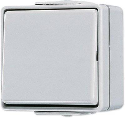 Jung WG600 606W Выключатель одноклавишный (10 А, с возм. подсветки, в сборе, открытая установка, серый) JUNG 606W